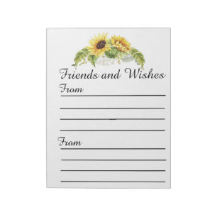 Bloc-note Sunflower Guest Book Mariage / Toutes les occasion