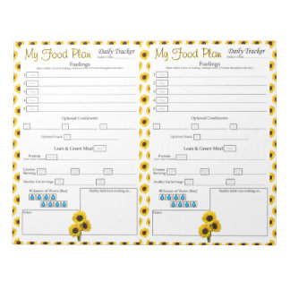 Bloc-note Sunflower Jaune Quotidien 6 Repas Journal des alim