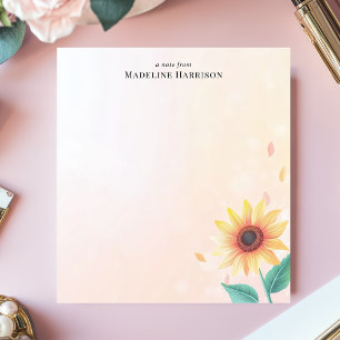 Bloc-note Sunny Yellow Sunflower Pastel Nom personnalisé