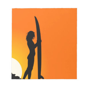 Bloc-note Sunset Surfer Girl avec surf