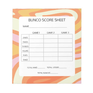Bloc-note Super orange et rose Bunco Jeu Score Pad