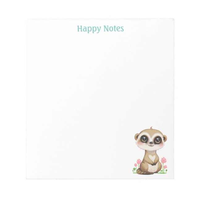 Bloc-note Suricate et fleurs personnalisés mignons (Devant)