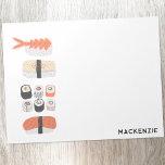 Bloc-note Sushi Japonais L'art alimentaire personnalisé<br><div class="desc">Une pile de délicieux Sushi japonais. Rend votre papeterie plus fabuleuse. Art original de Nic Squirrell. Modifiez le nom pour personnaliser,  ou supprimez-le si vous préférez.</div>