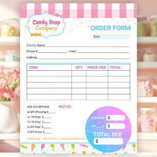 Bloc-note Sweet Candy Shop et Ice Cream Order Formulaire de 