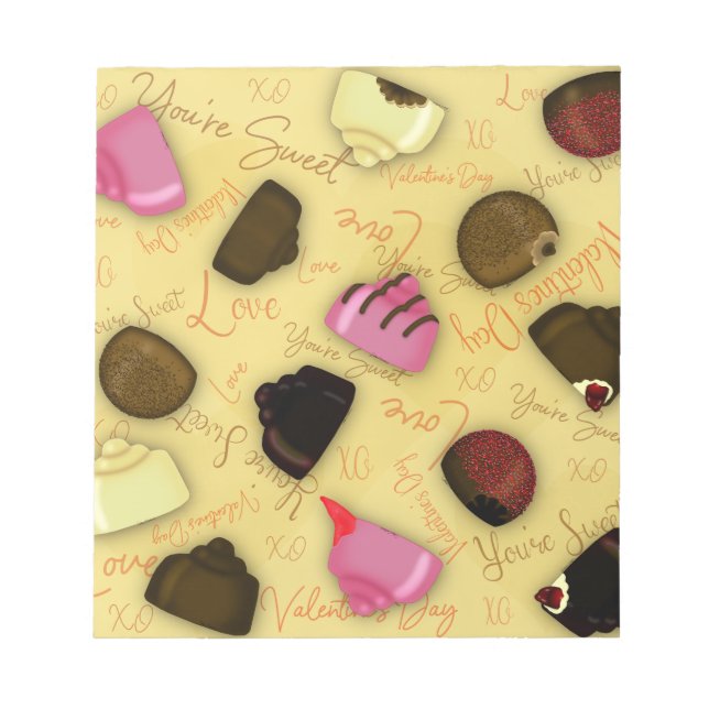 Bloc-note Sweet Valentine - Saint Valentin Motif de bonbons (Devant)