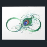 Bloc-note Symbole de l'Infinity<br><div class="desc">Le symbole de l'infinity with a bright,  green,  artistic peacock feather on a white background. Tattoo style.</div>