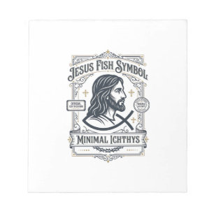 Bloc-note Symbole de Poisson Jésus Ichthys Minimal Jésus Poi