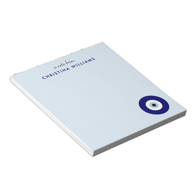 Bloc-note Symbole de protection des yeux bleus personnalisés (Incliné)