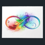 Bloc-note Symbole d'infini avec plume arc-en-ciel<br><div class="desc">Symbole artistique à l'infini avec belle plume arc-en-ciel sur arrière - plan blanc. Style tatouage.</div>