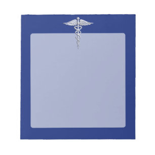 Bloc-note Symbole Médicale de caducée argenté de chrome s