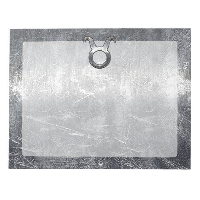 Bloc-note Symbole Taurus Zodiac Grunge Style Argent Distress (Devant)