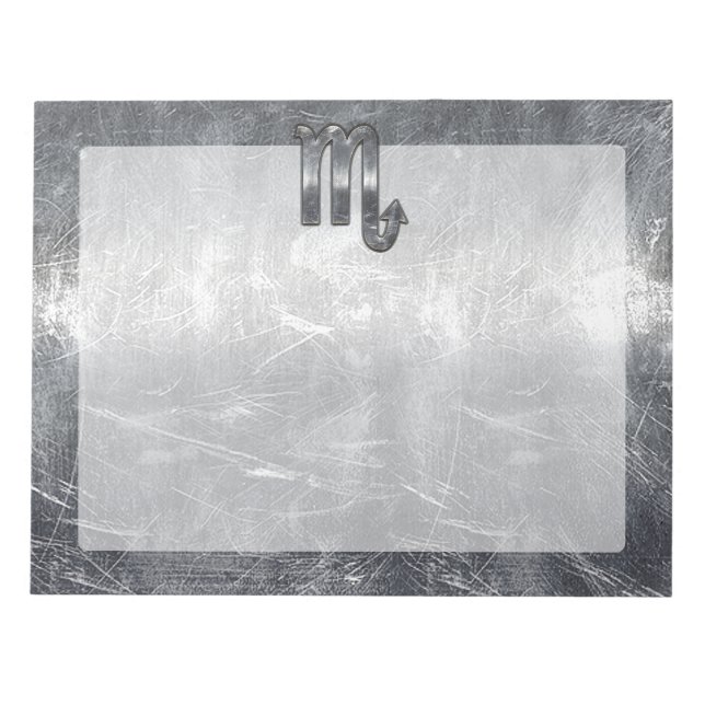 Bloc-note Symbole Zodiaque Scorpio Argent Style Métal Déchir (Devant)