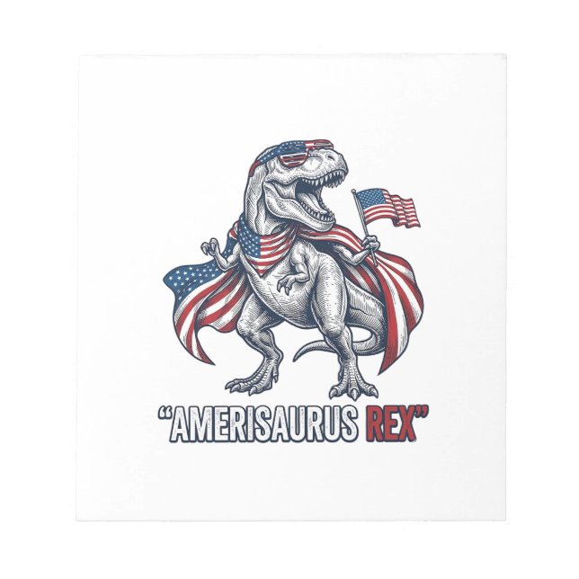 Bloc-note T-Rex patriotique Amerisaurus Rex Design de T-shir (Devant)