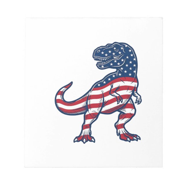 Bloc-note T-Rex patriotique Drapeau américain Design de dino (Devant)