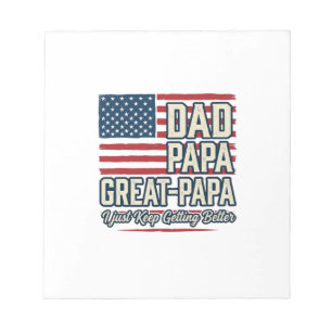 Bloc-note T-shirt de famille vintage patriotique Papa Grand-