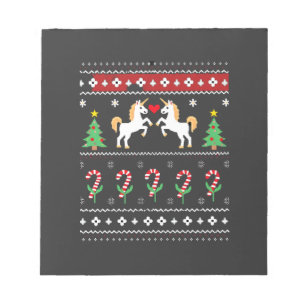 Bloc-note T-shirt de fête de pull de Noël moche de licorne (