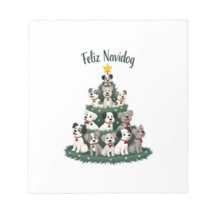 Bloc-note T-shirt de Noël Feliz Navidog, drôle et mignon Xm
