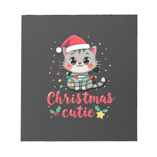 Bloc-note T-shirt de Noël pour hommes avec des chats mignons (Devant)