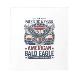 Bloc-note T-Shirt décontracté vintage aigle chauve patriotiq