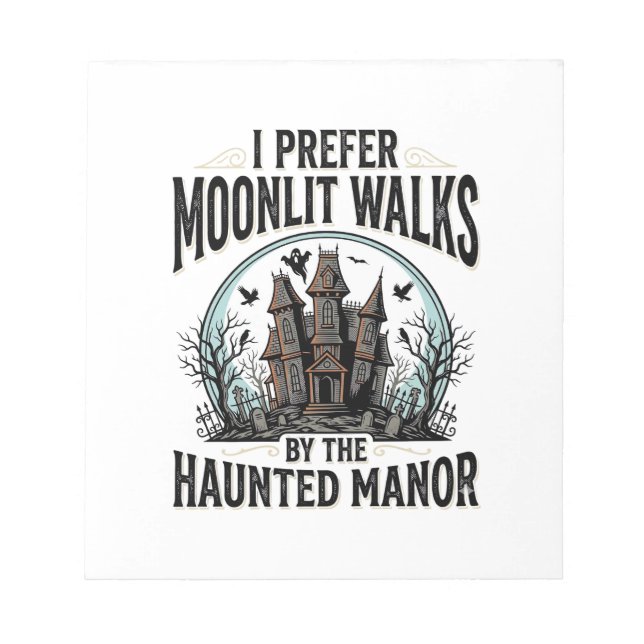 Bloc-note T-shirt drôle de marches de maison hantée Hallowee (Devant)