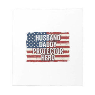 Bloc-note T-shirt du mari patriote papa protecteur héros dra