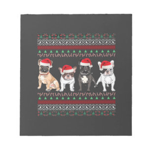 Bloc-note T-shirt essentiel de Noël laid pour bouledogue fra