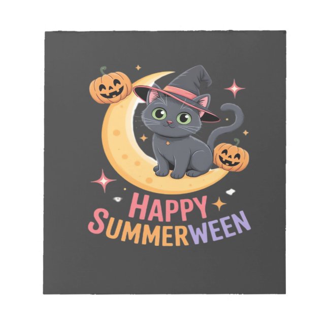 Bloc-note T-shirt essentiel esthétique Halloween chat mignon (Devant)