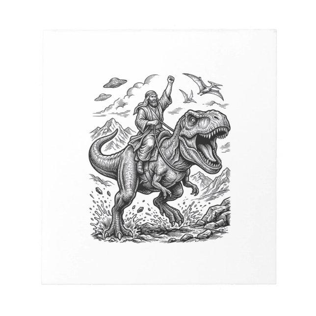 Bloc-note T-shirt graphique à motif de cavalier dinosaure gr (Devant)