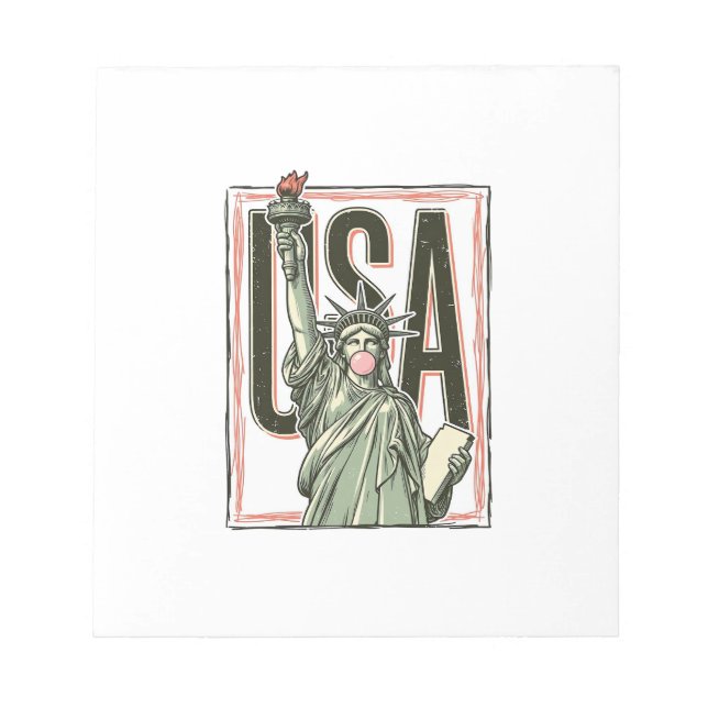 Bloc-note T-shirt graphique bubble gum Statue de la Liberté  (Devant)