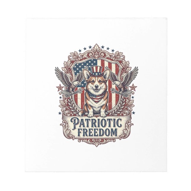 Bloc-note T-shirt graphique vectoriel Corgi patriotique_1 (Devant)