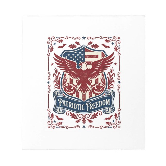 Bloc-note T-shirt graphique vectoriel d'Halloween patriotiqu (Devant)