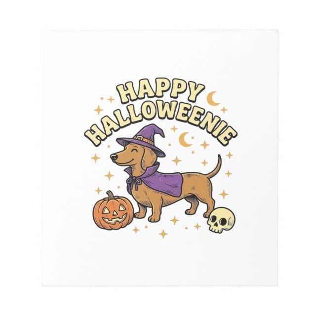 Bloc-note T-shirt Happy Halloweenie chien teckel sorcière_1 (Devant)