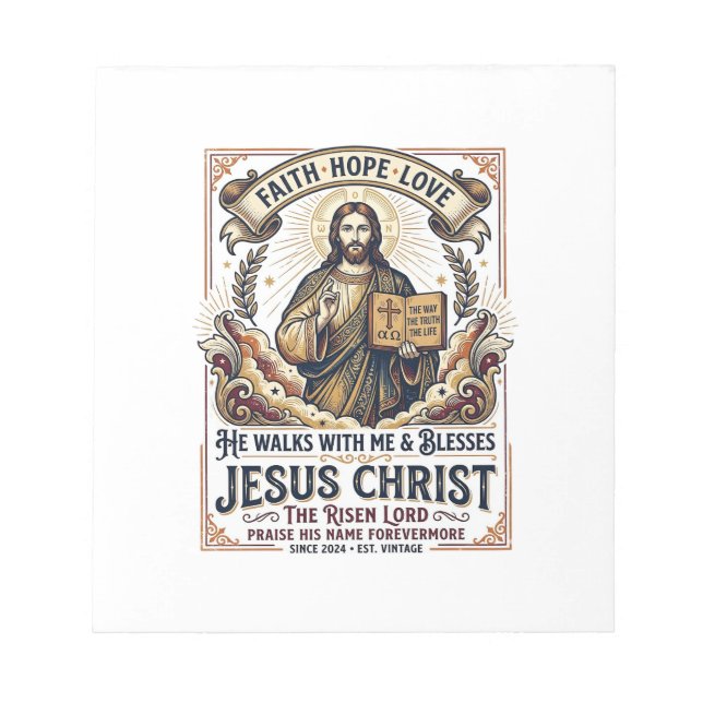 Bloc-note T-Shirt Jésus Surfant Foi Inspirante (Devant)