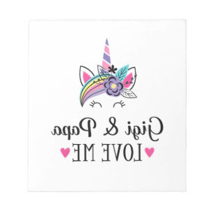 Bloc-note T-Shirt Licorne Enfants Gigi et Papa M'aiment