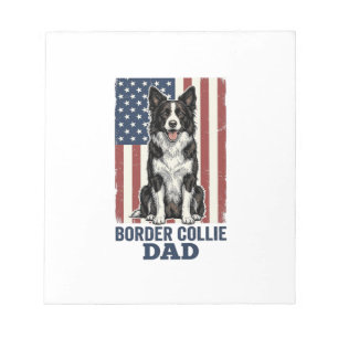 Bloc-note T-shirt pour chien vintage patriotique papa Border