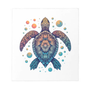 Bloc-note T-shirt Tie-Dye Tortue de Mer Hawaïenne Vacances à