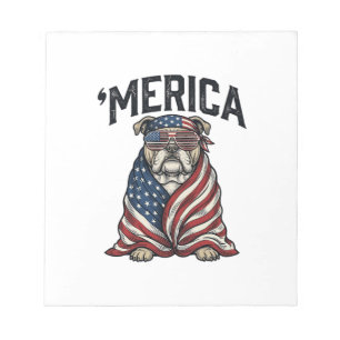 Bloc-note T-shirt vectoriel vintage 'Merica Bulldog patrioti