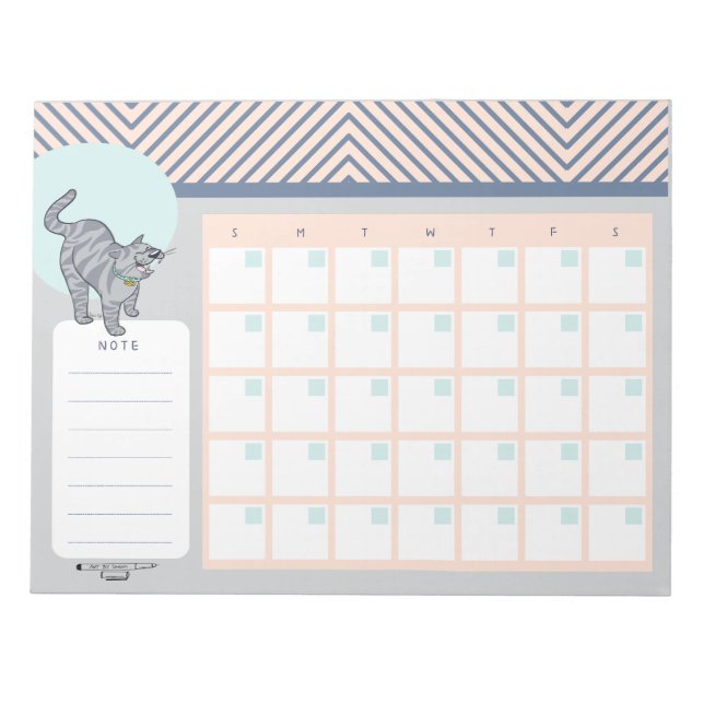 Bloc-note Tabby Cat Open Dated Desk Calendar Notepad (Devant)