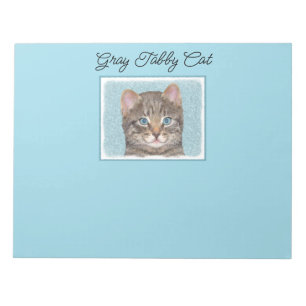 Bloc-note Tabby Gris Peinture Chat - Cute Original Art Chat