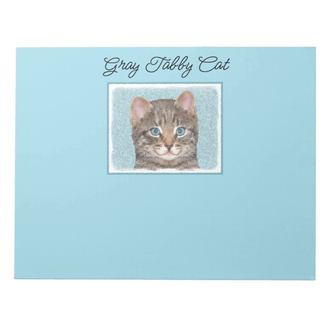 Bloc-note Tabby Gris Peinture Chat - Cute Original Art Chat (Devant)
