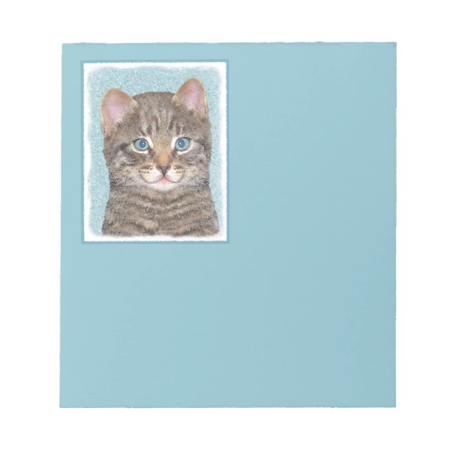 Bloc-note Tabby Gris Peinture Chat - Cute Original Art Chat (Devant)