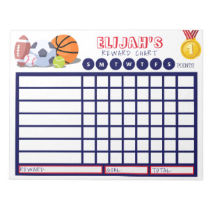 Bloc-note Tableau de bord pour enfants, Graphique de sport p