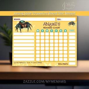 Bloc-note Tableau de Récompense Araignée Sautante Corvées Pe