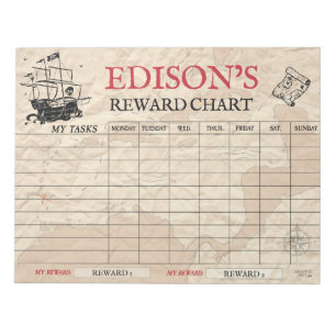 Bloc-note Tableau de récompense de carte pirate Nom personna