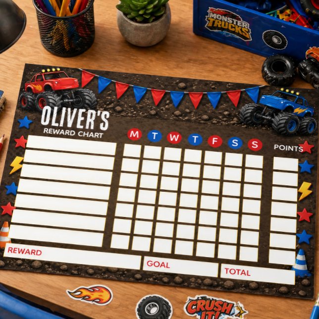 Bloc-note Tableau de Récompense Monster Truck Personnalisé (Créateur téléchargé)