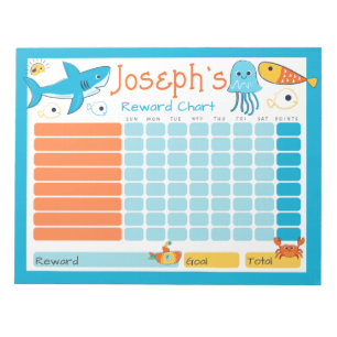 Bloc-note Tableau de récompense pour les enfants de requins