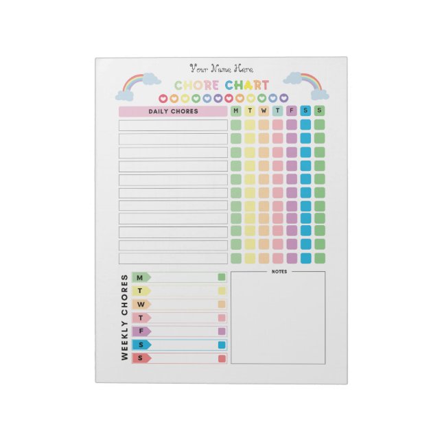 Bloc-note Tableau de tâches personnalisé pour enfants (Tourné)