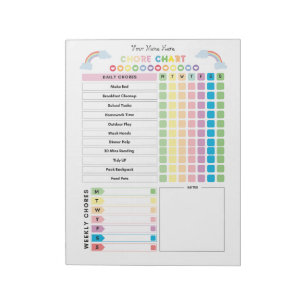 Bloc-note Tableau de tâches personnalisé pour enfants & List