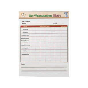 Bloc-note Tableau de vaccination pour chats
