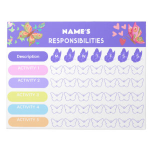 Bloc-note Tableau des responsabilités hebdomadaires des enfa